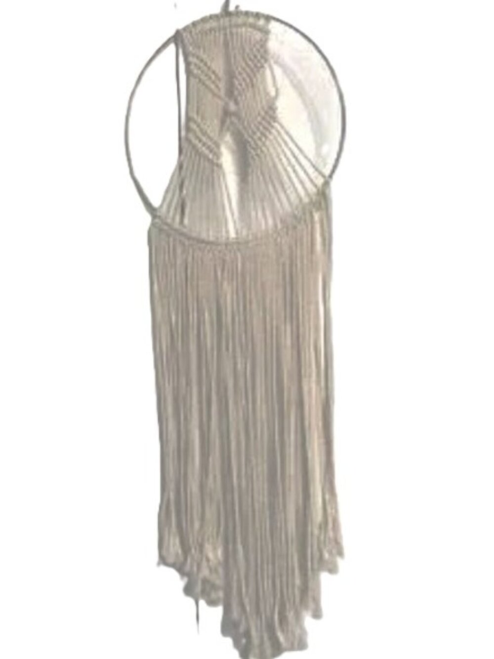 MACRAME Dreamcatcher Wall Hanging Decor Metal Ring Bead Accent 28 x 10 inches